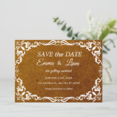 Terracotta Rustic Papel Picado – Save the Date (Debout devant)
