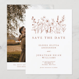 Terracotta Rustieke Bloemen Herfst Wildflower Foto Save The Date