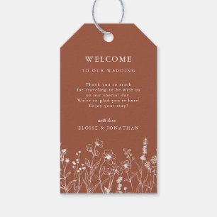 Terracotta Rustieke Bloemen Herfst Wildflower Huwe Cadeaulabel
