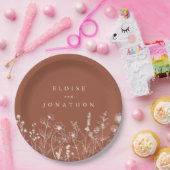 Terracotta Rustieke Bloemen Herfst Wildflower Huwe Papieren Bordje (Feest)