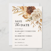 Terracotta rustieke bloemenbruiloft Save the Date Kaart (Voorkant)