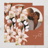 Terracotta rustieke Boho bloemenfoto tafel nummer Kaart (Voorkant / Achterkant)