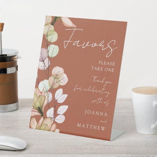 Terracotta rustieke Boho transparante bloemen guns Reclamebord Met Voetstuk (Insitu)