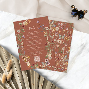 Terracotta Rustieke Boho Wilde Bloem Kaart