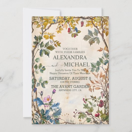 Terracotta rustieke bruiloft berg Wildflower Kaart (Voorkant)