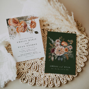 Terracotta Sage Boho Floral bruiloft uitnodiging