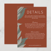 Terracotta Sage Green Modern Botanicals Wedding Informatiekaartje (Voorkant / Achterkant)