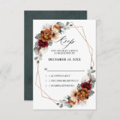 Terracotta Salie Bourgondië Bloem Geometrische Tro RSVP Kaartje (Voorkant / Achterkant)