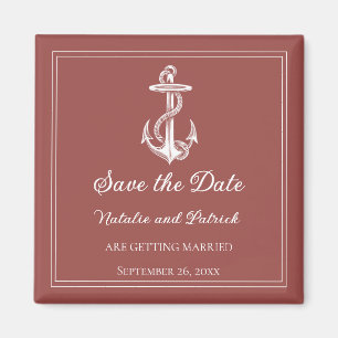 Terracotta scheepsanker save the date-magneet magneet