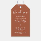 Terracotta Script Bedankt Trouwcadeau Cadeaulabel (Voorkant)