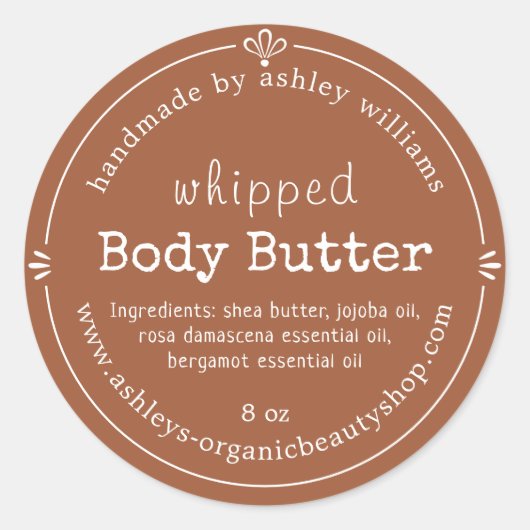 TerraCotta Script Handmade Body Butter Label (Voorkant)