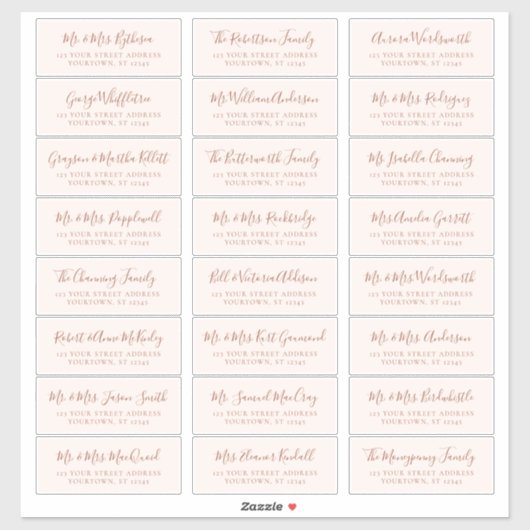 Terracotta Script Mariage Étiquette de adresse inv (Feuille)