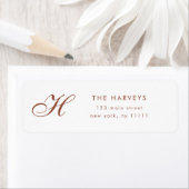 Terracotta Script Monogram Return Address Label (Insitu)