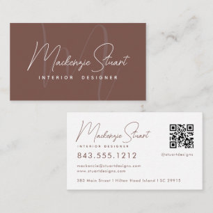 Terracotta Script QR Code Modern Elegant Visitekaartje