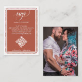 Terracotta Script RSVP Online QR Code Wedding Informatiekaartje (Voorkant / Achterkant)