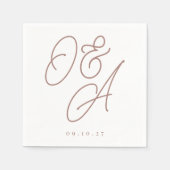 Terracotta | Script Watermark Monogram Bruiloft Servet (Voorkant)