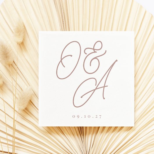 Terracotta | Script Watermark Monogram Bruiloft Servet