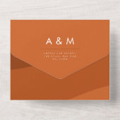 Terracotta Shades Boho Waves Qr Code Website Bruin All In One Uitnodiging (Achterkant)