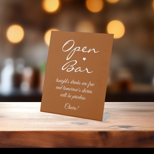 Terracotta Signature Script Open Bar Reclamebord Met Voetstuk