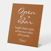 Terracotta Signature Script Open Bar Reclamebord Met Voetstuk (Voorkant)