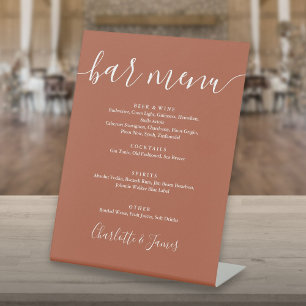 Terracotta Signature Script Trouw Bar Menu Reclamebord Met Voetstuk