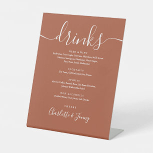 Terracotta Signature Script Trouw Dranken Menu Reclamebord Met Voetstuk