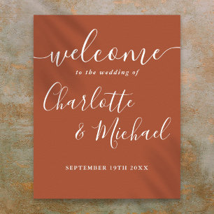 Terracotta Signature Script Trouw Welkom Bord Poster