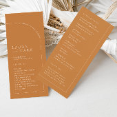 Terracotta Simple Arc Programme de mariage minimal