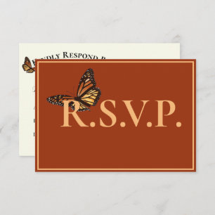 Terracotta simple avec papillon monarque QRC RSVP