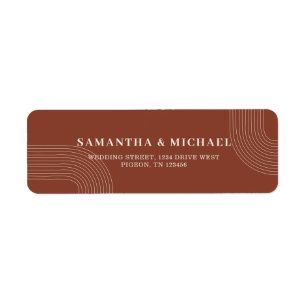 Terracotta Simple Line New Weds Wedding address Etiket