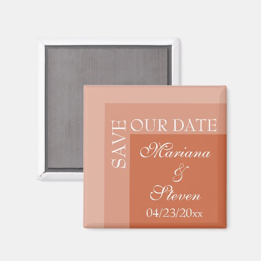 Terracotta Simple Modern Chic Script Wedding Magneet (Voorkant / Achterkant)