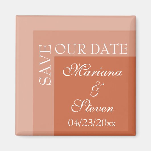 Terracotta Simple Modern Chic Script Wedding Magneet (Voorkant)