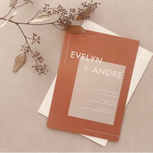 Terracotta Simple Modern Minimalist Wedding Kaart
