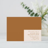 Terracotta Simple Plain Modern Wedding Reception Informatiekaartje (Staand voorkant)