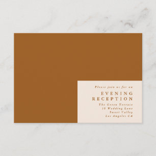 Terracotta Simple Plain Modern Wedding Reception Informatiekaartje