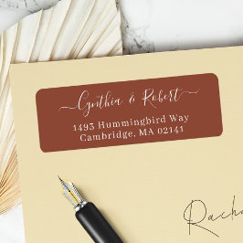 Terracotta Simple Script Weduwend Return-adres Ter Etiket