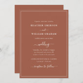 Terracotta Simple Wedding Invitation Kaart (Voorkant / Achterkant)
