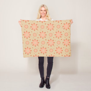 Terracotta sinaasappel en zandbeige delicate madel fleece deken