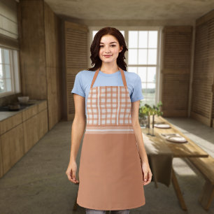 Terracotta Sinaasappel licht tan all-over print Sc Schort