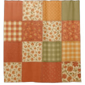 Terracotta Sinaasappel Patchwork Quilt rustieke bo Douchegordijn (Voorkant)