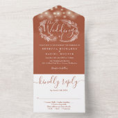 Terracotta Slingerlichten Bruiloft Foliage All In One Uitnodiging (Binnen)