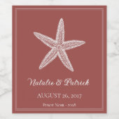 Terracotta Starfish Mariage Vin Étiquette (Étiquettes simples)