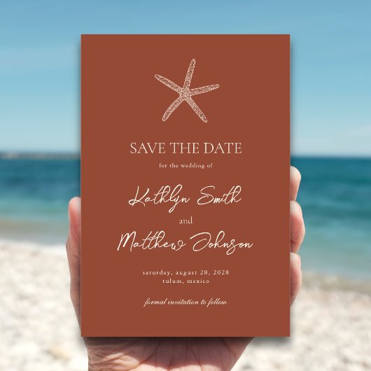 Terracotta Starfish strand bestemming bruiloft Save The Date