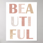 Terracotta & Stof Roze “Mooi” Typografisch  Poster (Voorkant)