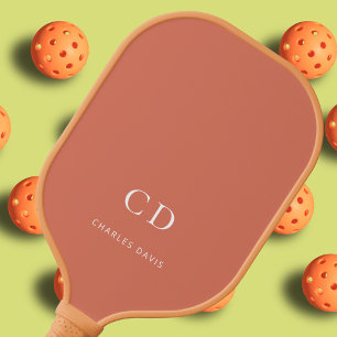Terracotta stoffige aarde monogram initialen naam pickleball paddle