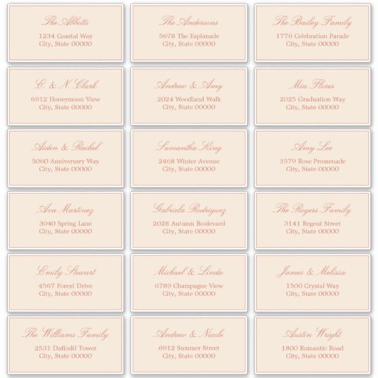 Terracotta Straw Beige 18 Adresetiketten voor gast Sticker (Voorkant)