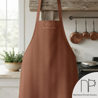 Terracotta Strepen Monogram Huwelijk Schort