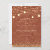 Terracotta String Lights Gold Glitter Wedding Kaart (Voorkant)