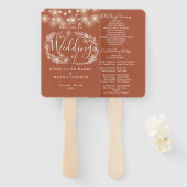 Terracotta String Lights Trouwprogramma Handwaaier (Voorkant en achterkant)