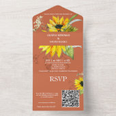Terracotta Sunflower QR-code in één uitnodiging (Binnen)